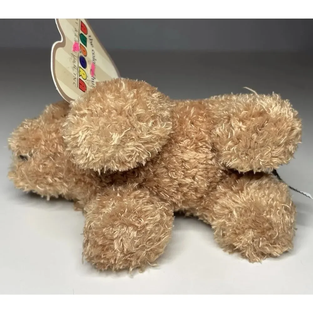 Vintage Aurora Dinky Dog Plush Mini Brown 4.5” Stuffed Animal Puppy With Tags